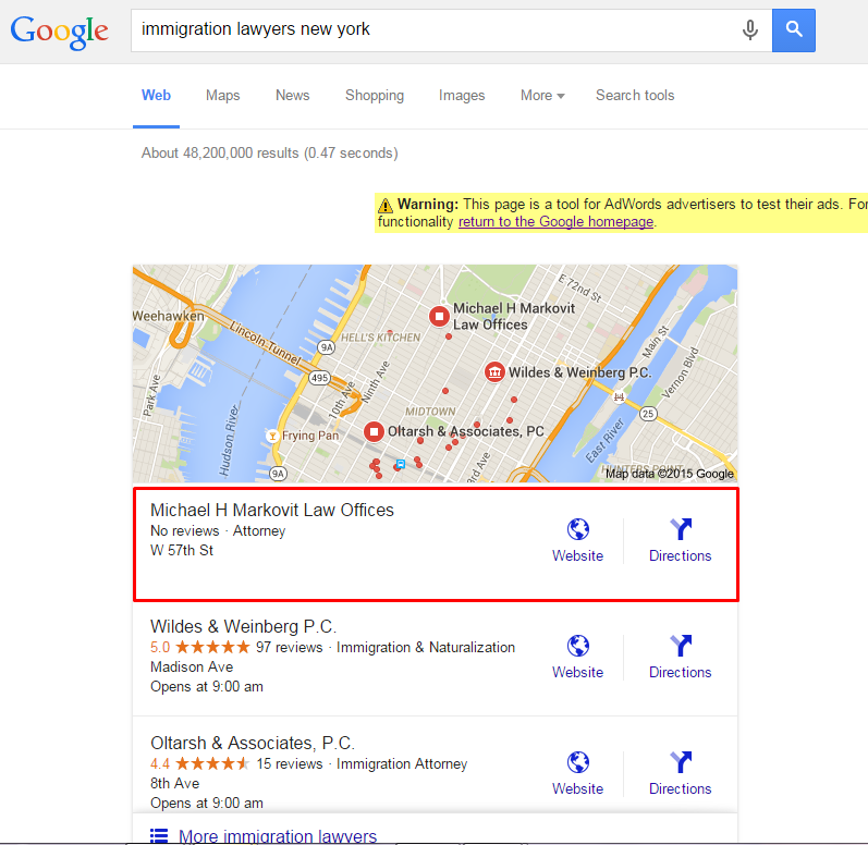 #1 for keyword “immigration lawyer nyc”